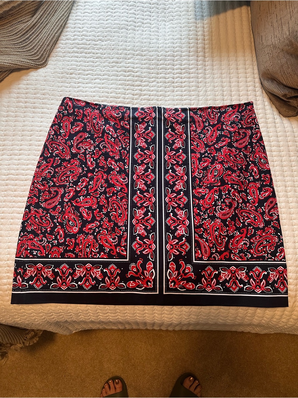 Talbots Red, Dark Navy and White  Paisley Mini Skirt